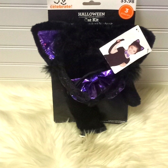 Halloween Cat Kit- 3 Pc Accessories. Black & Purple - Picture 6 of 12